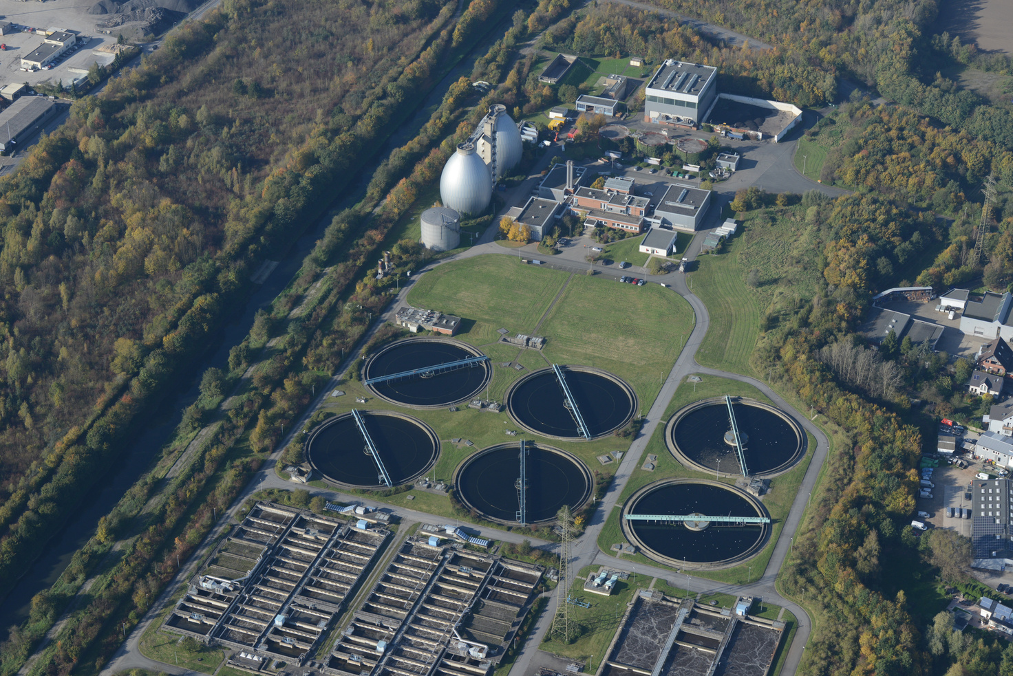 Aerial View of a Sewage Plant 